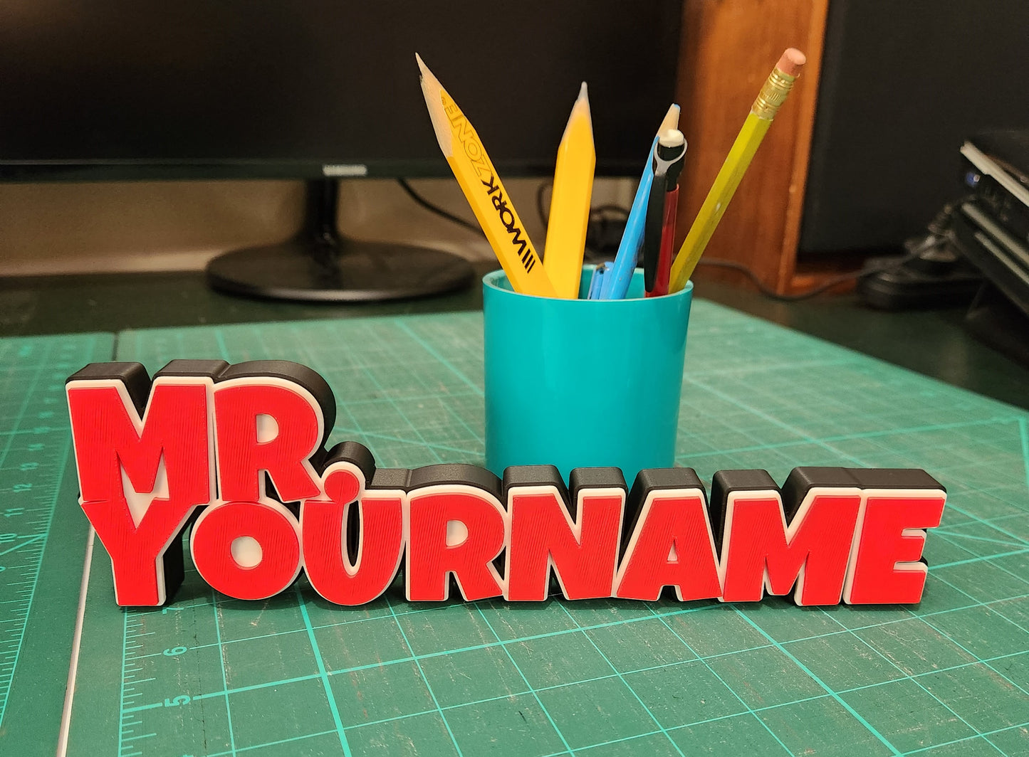 Personalised Name Plate - 3 colour - Desk Decor, Teacher Appreciation Gift, Teacher Name Sign, Male Teacher Gift, Desk Name Sign, Desk Name Plate, New Teacher Gift