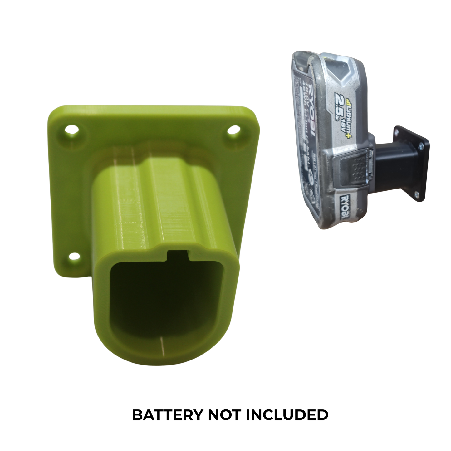 Battery Mounts Compatible with Ryobi One+ 18V – 4 Pack Cordless Battery Holders – Wall-Mounted Organisers for Ryobi ONE Plus 18V Batteries – Heavy-Duty PETG – Yellow Green