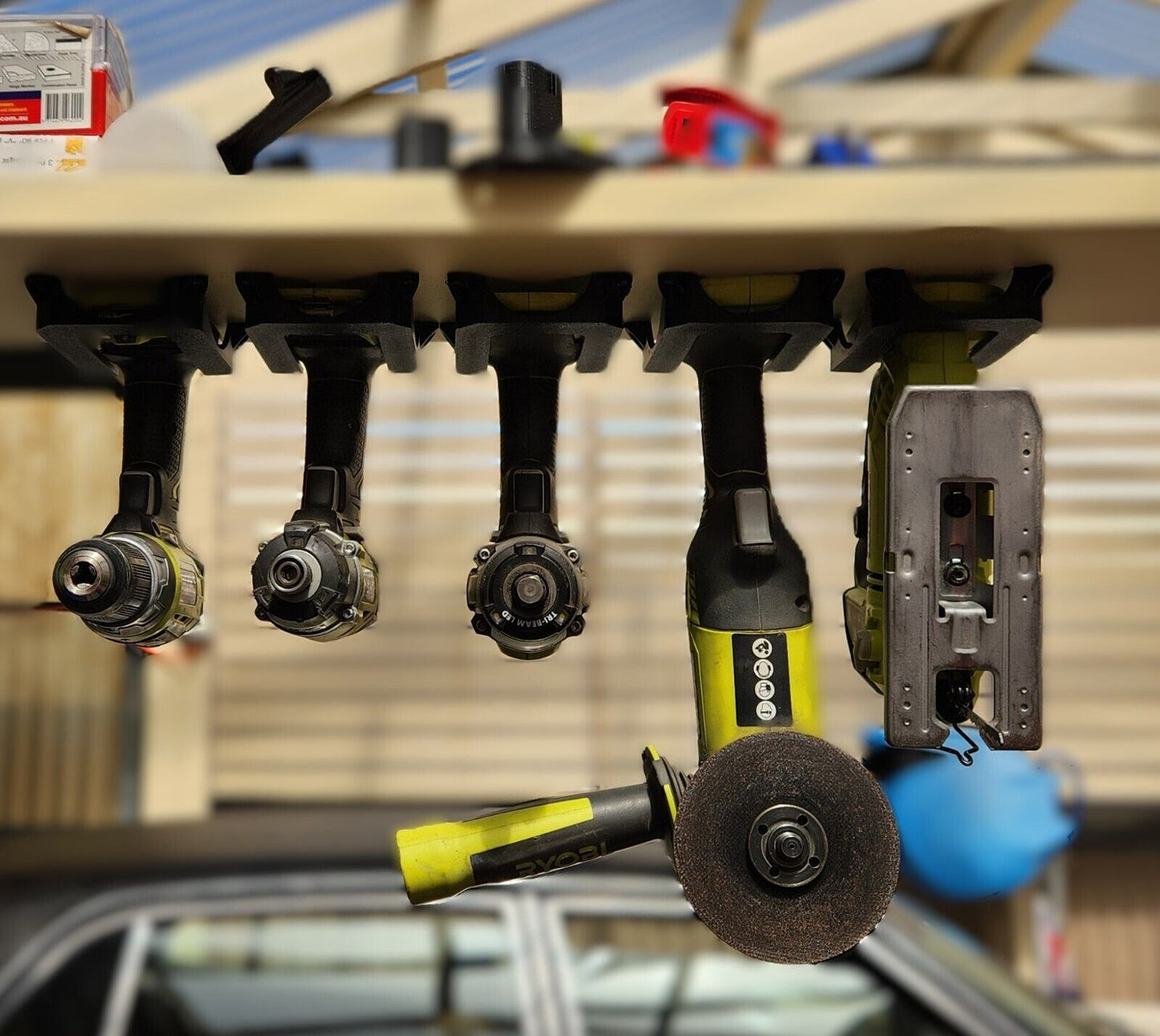 Ryobi Tool Mount for Garage Storage - Gift for the Handyman - Black Single