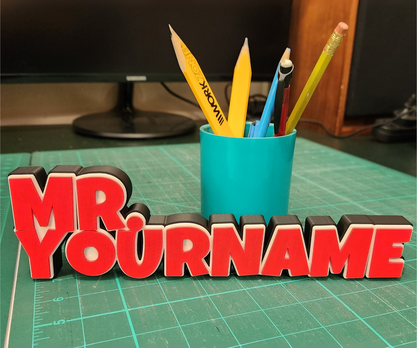 Personalised Name Plate - 3 colour - Desk Decor, Teacher Appreciation Gift, Teacher Name Sign, Male Teacher Gift, Desk Name Sign, Desk Name Plate, New Teacher Gift